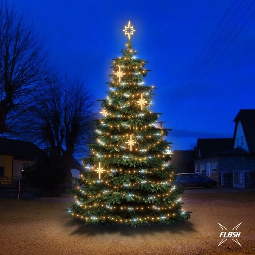 SADY na stromy - DLED TFS2025W LED světelná sada na stromy vysoké 6-8m, teplá bílá s Flash, dekory EFD15WS2 - foto 1