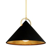 Kónická - HVLG 289-41-CE Závěsné svítidlo CHARM kov/sklo černá/zlatá/opál E27 1x100W - HUDSON VALLEY (Corbettt)