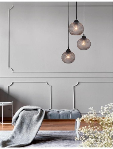 Vícečetná - NV 8103994 Závěsné svítidlo VIENTI tmavě šedé sklo a černý kov E27 3x12W 230V IP20 bez žárovky - NOVA LUCE - foto 1
