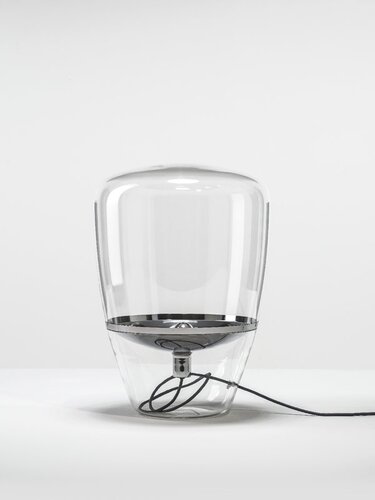 Stojací lampy - BRO PC00857_002 Stojací lampa Balloons MEDIUM transparentní sklo, chrom, černý kabel, výška 60cm - BROKIS C - foto 1