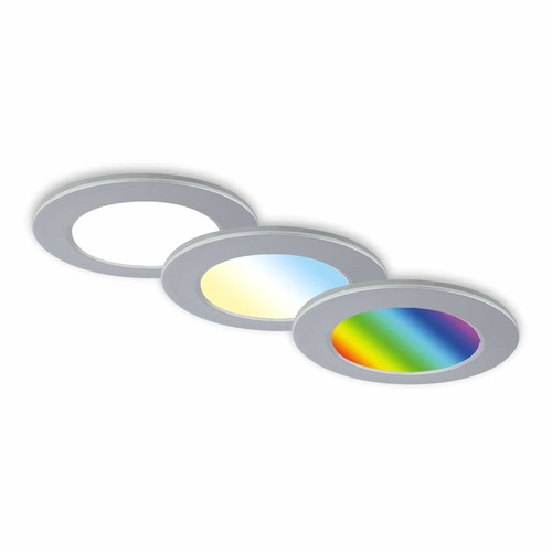 Kruhová - BRI 7035-034 RGB-CCT LED vestavná svítidla sada, pr.9,2 cm, 3x LED, 4,8 W, 450 lm, matný chrom - BRILONER - foto 1