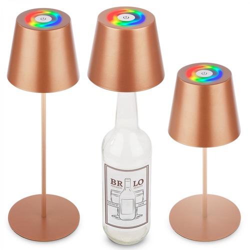 Stolní lampy dekorační - BRILO 7510013 Calida stolní lampička - 2,5W, 200lm, nabíjecí, LED, stmívatelné, RGBW, uchycení na láhev, bronzová - BRILO - foto 1