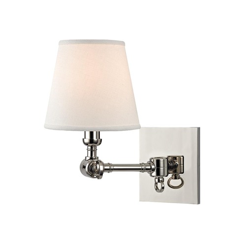Dekorativní - HVLG 6231-PN-CE Nástěnné svítidlo HILLSDALE mosaz/textil nikl/bílá E14 1x40W - HUDSON VALLEY - foto 1