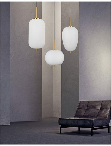 Koule - NV 9624063 Závěsné svítidlo LATO opálové sklo antický mosazný kov černý kabel E27 1x12W 230V IP20 bez žárovky - NOVA LUCE - foto 1