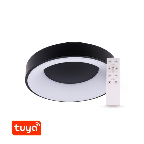 Kruhová - SMART Tuya LED svítidlo ZULU 48W CCT kulaté černé - foto 1