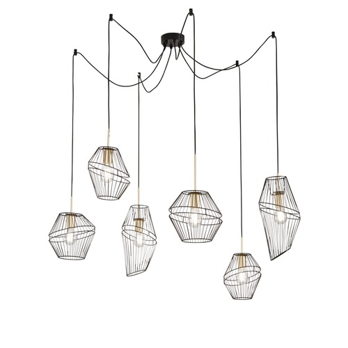 Dekorativní - FAN I-KIKO-S6 Závěsné svítidlo Kiko, černá/zlatá, 6 x E27, 65 x 250 cm - FANEUROPE - foto 1