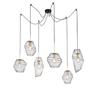 Dekorativní - FAN I-KIKO-S6 Závěsné svítidlo Kiko, černá/zlatá, 6 x E27, 65 x 250 cm - FANEUROPE