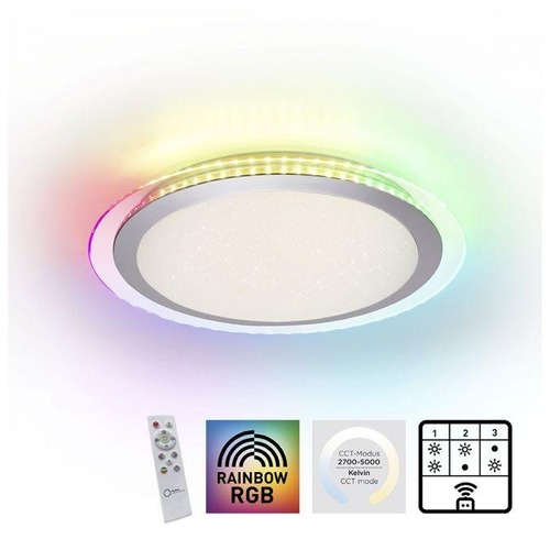 Kruhová - LD 15411-21 CYBA LED stropní svítidlo ploché 45x45cm, kruhové, bílé, stmívatelné, hra barev, CCT LED panel RGB+2700-5000K - LEUCHTEN DIREKT / JUST LIGHT - foto 1