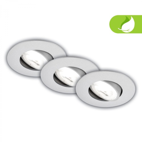 Kruhová - BRILO 7989034 3ks sada LED vestavné bodové svítidlo EEK A  2W, 230V, nastavitelné, ultraploché, 90mm, matný chrom - BRILO - foto 1