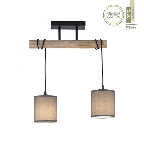 Podélná - LD 15782-29 GREEN TRIB LED stropní svítidlo přírodní dřevo 2 ramenné látkové stínidlo venkovský design do interiéru - LEUCHTEN DIREKT / JUST LIGHT - foto 1