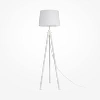 Stojací lampy - M Z177FL-01W Stojací lampa Calvin 60W bílá kov dřevo textil moderní design - MAYTONI