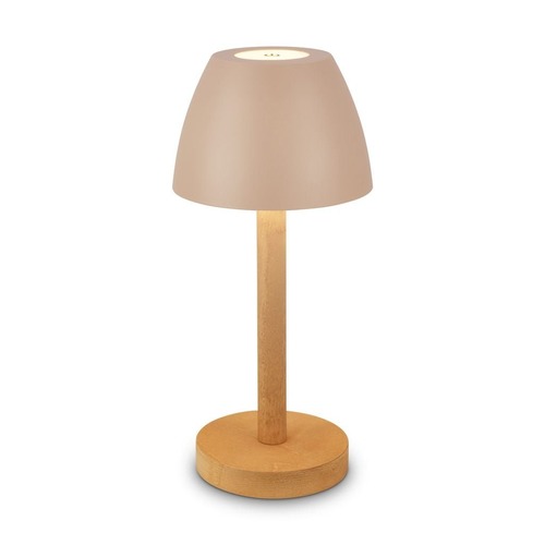 Stolní lampy dekorační - BRILO 7661011 Serina Wood stolní lampa - 2,5W, 200lm, bezdrátová, LED, dotykový vypínač, IP44, stmívatelná, béžová/dřevo - BRILO - foto 1