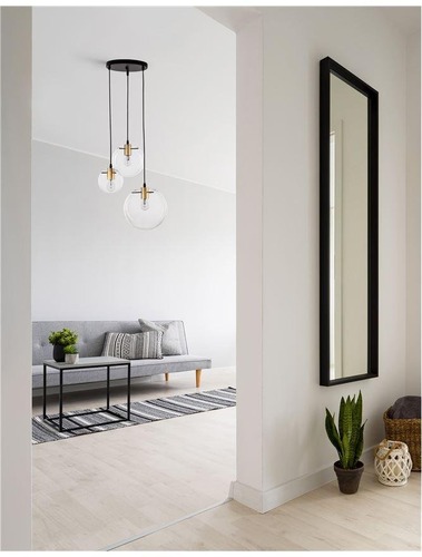 Vícečetná - NV 9416933 Závěsné svítidlo MIRALE čiré sklo a zlatý kov černý PVC kabel E27 3x12W 230V IP20 bez žárovky - NOVA LUCE - foto 1