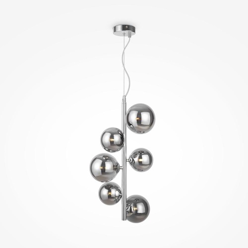 Dekorativní - M MOD545PL-06CH Závěsné svítidlo Dallas 6x28W kouřové sklo chrom kov designové - MAYTONI - foto 1