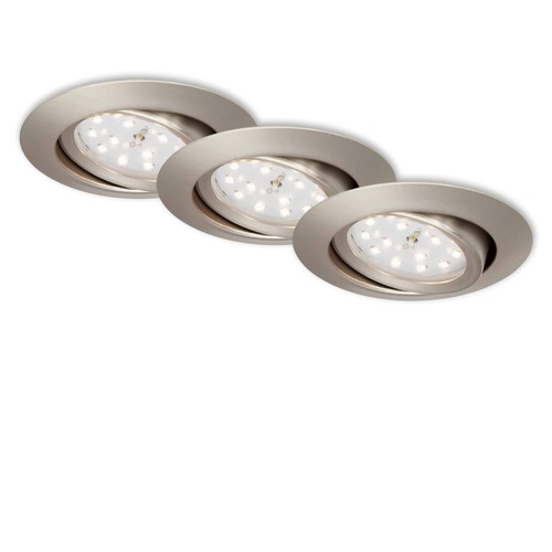 Kruhová - BRI 7171-032 3ks sada LED vestavné svítidlo, pr. 8,2 cm, 3 W, matný nikl - BRILONER - foto 1