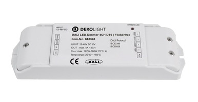 Ovladače a stmívače pro jednobarevné LED pásky - IMPR 843343 Deko-Light nízkonapěťový DALI stmívač (CV, DC) - DALI 2 PWM stmívač CV 4CH, 12-48V, 4A/kanál, DT - LIGHT IMPRESSIONS