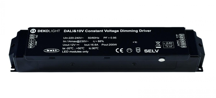 Stabilizované napětí - IMPR 862160 Deko-Light napájení BASIC DIM CV 200AD-12V DALI-Bus / Push / 1-10V konstantní napětí 0-16700 mA IP20 stmívatelné 12V DC 200W - foto 1