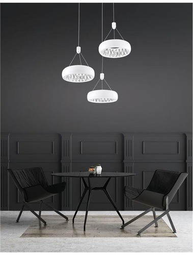 Kruhová - NV 17320201 Závěsné svítidlo LUMI zvenku matný bílý hliník a křišťál uvnitř LED 36W 3000K IP20 - NOVA LUCE - foto 1