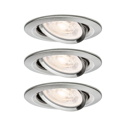 Kruhová - P 92327 LED vestavné svítidlo 3-krokové-stmívatelné Nova GU10 Flat výklopné 3x4,9W 230V stmívatelné 2700K kov kartáčovaný - PAULMANN - foto 1