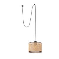 Válec - FARO 68604-48 MAMBO 320 závěsné svítidlo, černá/ratan, pr.320 se zástrčkou - FARO