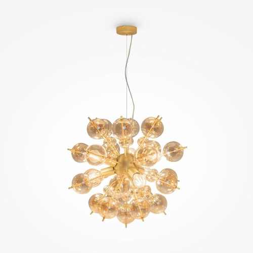 Dekorativní - M MOD133PL-06BS Závěsné svítidlo Bolla 6x60W jantarové sklo mosaz kov designové - MAYTONI - foto 1