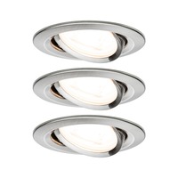Koupelnová - P 93465 Vestavné svítidlo LED Nova kruhové 3x6,5W GU10 kov kartáčovaný nastavitelné 3-krokové-stmívatelné - PAULMANN