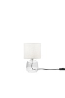 Stolní lampy dekorační - FAN I-EMERALD-L-TR Stolní lampa Emerald průhledné sklo, textilní stínidlo, 1 x E14, konstrukce pr. 15 x 25 cm, stínidlo pr. 15 x 16 cm - FANEUROPE
