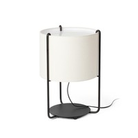 Stolní lampy dekorační - FARO 24020-31 DRUM černá/béžová stolní lampa - FARO