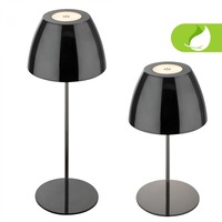 Stolní lampy dekorační - BRILO 7522018 Serina LED bezdrátová stolní lampička IP44, stmívatelná, dotykový vypínač, černá/chrom - BRILO