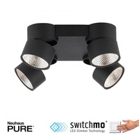 Bodová - PN 6454-18 Paul Neuhaus LED stropní svítidlo PURE-NOLA černá 4 ramenné otočné stmívatelné krokově stmívatelné 3000K - PAUL NEUHAUS