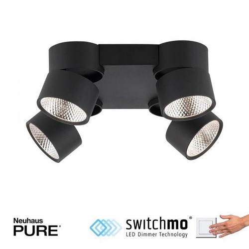 Bodová - PN 6454-18 Paul Neuhaus LED stropní svítidlo PURE-NOLA černá 4 ramenné otočné stmívatelné krokově stmívatelné 3000K - PAUL NEUHAUS - foto 1