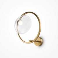 Dekorativní - M MOD327WL-L5BS3K1 Nástěnné svítidlo Lunare 3000K 5W 450lm teplá bílá mosaz kov průhledné sklo - MAYTONI