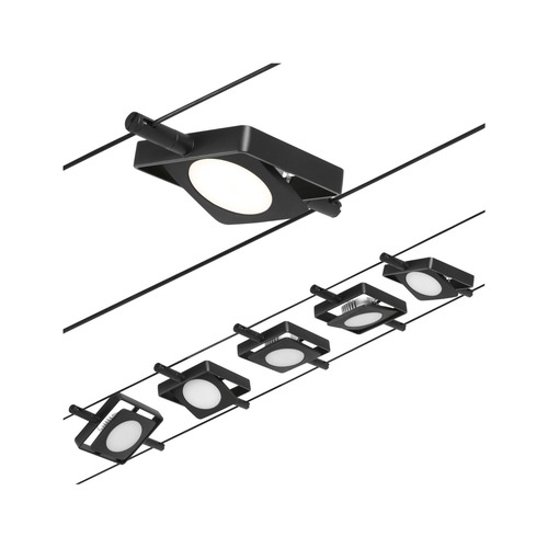 Sady - P 94424 LED lankový systém MacLED základní sada 5x4,5W 3000K 230/12V černá mat/chrom - PAULMANN - foto 1