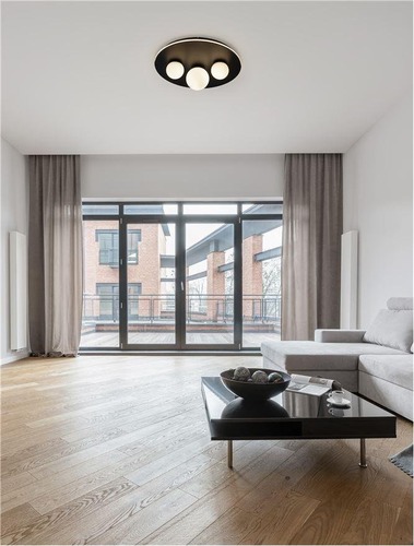 Kruhová - NV 9061431 Stropní svítidlo VELNA LED černý hliník a opálové sklo 3000K 52W stmívatelné - NOVA LUCE - foto 1