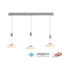 Vícečetná - PN 2081-55 LAUTADA LED závěsné svítidlo, 3 ramenné, stříbrná, stmívatelné, nastavitelná výška SimplyDim 3000K - PAUL NEUHAUS