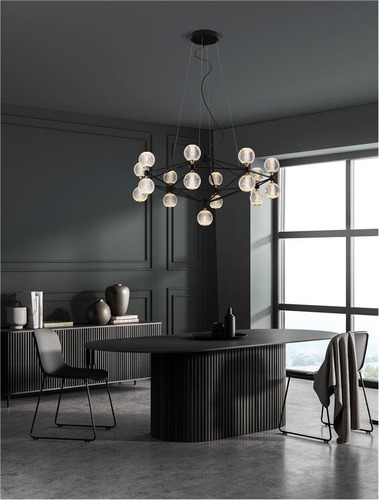 Dekorativní - NV 9695500 Závěsné svítidlo BELINDA černý hliník a akryl LED 78W 230V 3200K IP20 stmívatelné - NOVA LUCE - foto 1