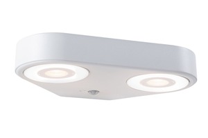 Nástěnná - P 94868 LED venkovní nástěnné svítidlo Silma pohybové čidlo dva světelné zdroje IP44 280x176mm 3000K 2x5,5 / 2x0,7W 230V bílá hliník - PAULMANN