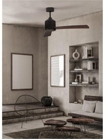 Ventilátory - NV 9952350 Stropní ventilátor AXEL černý hliník a listy ořech - NOVA LUCE