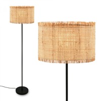 Stojací lampy - BRI 1854014 Borra stojanová lampa, stínidlo ze slámy, nožní vypínač, přírodní - BRILONER