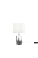 Stolní lampy dekorační - FAN I-LONDON-L-GR Lume London šedé sklo + textilní stínidlo, 1 x E14, konstrukce pr. 18 x 30,1 cm, stínidlo pr. 18 x 15 cm - FANEUROPE