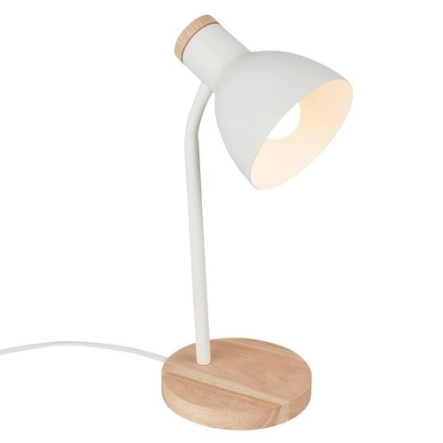 Stolní lampy pracovní - BRILO 7659016 Prep stolní lampička - s vypínačem, E14 patice, max. 10W, bílá / dřevo - BRILO - foto 1