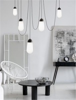 Vícečetná - NV 9092826 Závěsné svítidlo BLAKY matný černý kov a opálové sklo E14 5x5W bez žárovky - NOVA LUCE