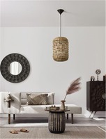 Válec - NV 9586507 Závěsné svítidlo GRIFFIN sušený vodní hyacint černý kabel E27 12W 230V IP20 bez žárovky - NOVA LUCE