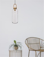 Válec - NV 9241160 Závěsné svítidlo IRVINE čiré sklo černý kabel mosazný zlatý kov E27 1x12W 230V IP20 bez žárovky - NOVA LUCE