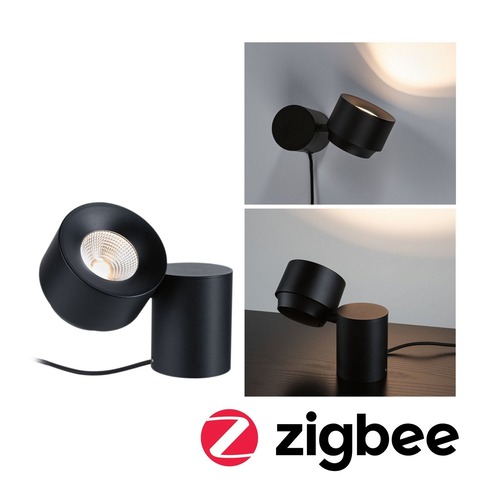 Stolní lampy dekorační - P 79781 LED stolní lampa Smart Home Zigbee Puric Pane 2700K 3W černá - PAULMANN - foto 1