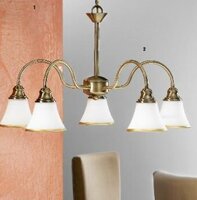 Vícečetná - OR LU 1700/5 Závěsné svítidlo 5x40W E14 patina/sklo, průměr 56cm - ORION