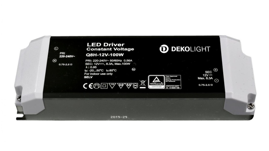 Stabilizované napětí - IMPR 862165 Deko-Light napájení BASIC, CV, Q8H-12-100W konstantní napětí 0-8300 mA IP20 12V DC 100,00 W - foto 1