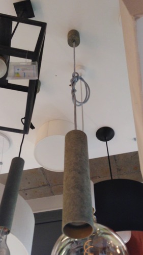 Subtilní - AU SOF.9PIPE6-BET Závěs 1xGU10 válec 30cm v imitaci betonu + textilní kabel šedý - AULIX - foto 1
