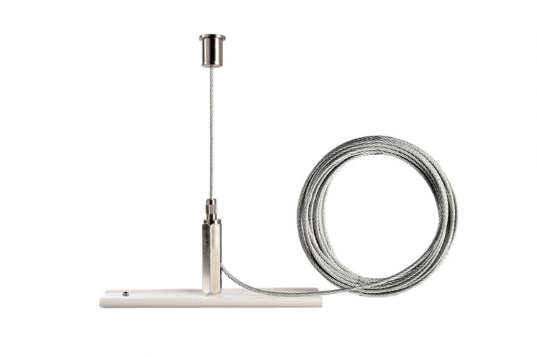 Lišty a příslušenství IVELA - IMPR 710094 Deko-Light kolejnicový systém 3-fázový 230V D Line závěsný držák Mini 5,0m lanko bílá RAL 9016 120 mm - LIGHT IMPRESSIONS - foto 1