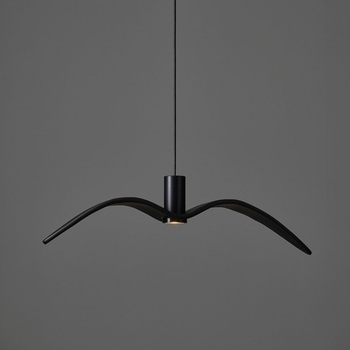 Dekorativní - BRO PC01112_007 Night Birds Exterior, závěsné svítidlo, 6,5W LED, šedé kouřové sklo / masiv / černý elox / černý kabel, délka 73cm, IP54 - BROKIS A - foto 1